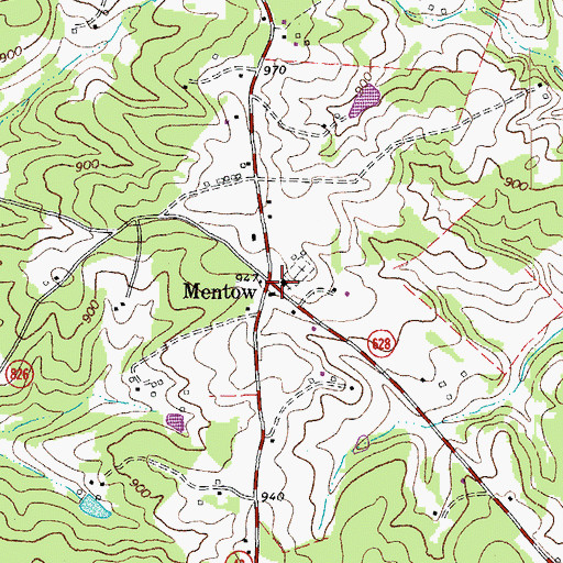 Topographic Map of Mentow, VA