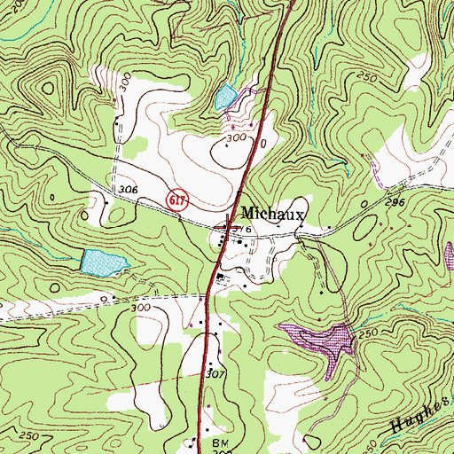 Topographic Map of Michaux, VA