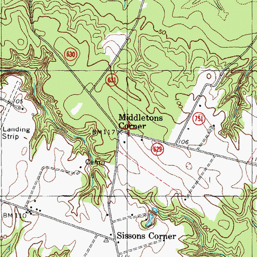 Topographic Map of Middletons Corner, VA