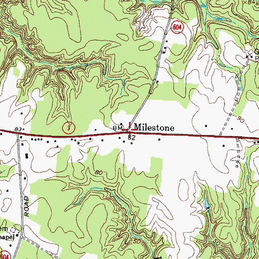 Topographic Map of Milestone, VA