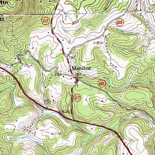 Topographic Map of Monitor, VA