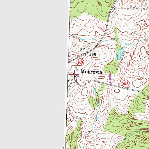Topographic Map of Monrovia, VA