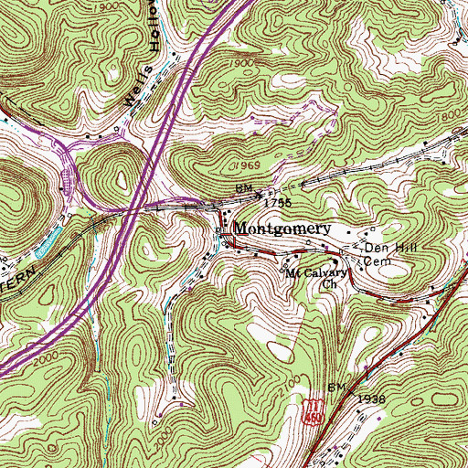 Topographic Map of Montgomery, VA