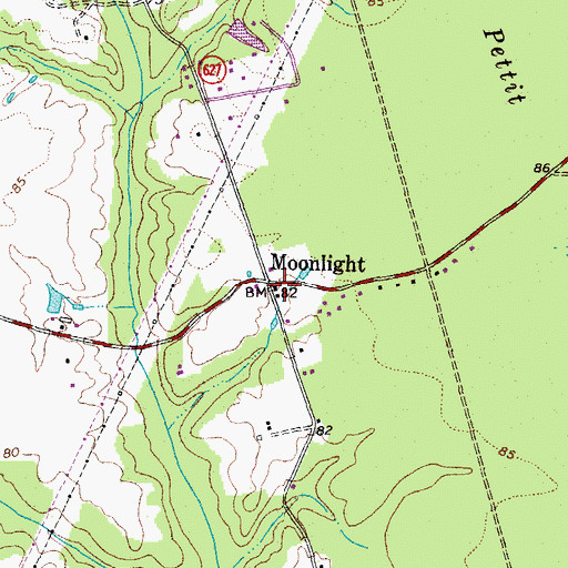 Topographic Map of Moonlight, VA