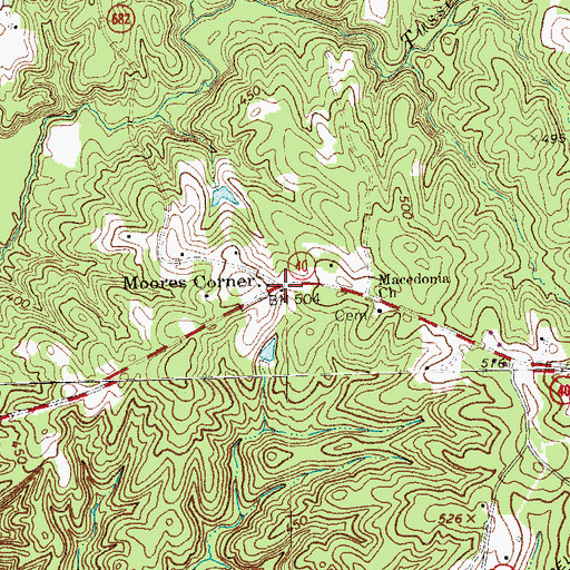 Topographic Map of Moores Corner, VA