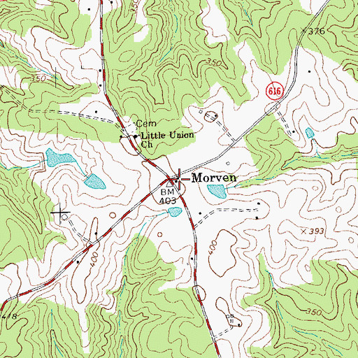 Topographic Map of Morven, VA