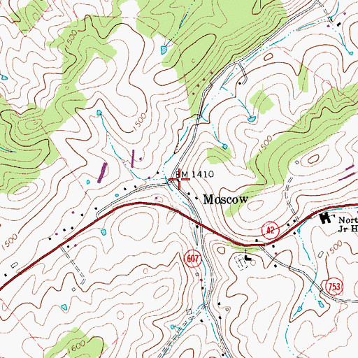 Topographic Map of Moscow, VA