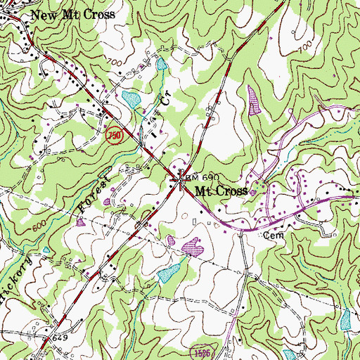 Topographic Map of Mount Cross, VA