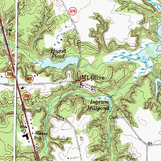 Topographic Map of Mount Olive, VA