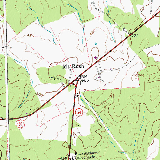 Topographic Map of Mount Rush, VA