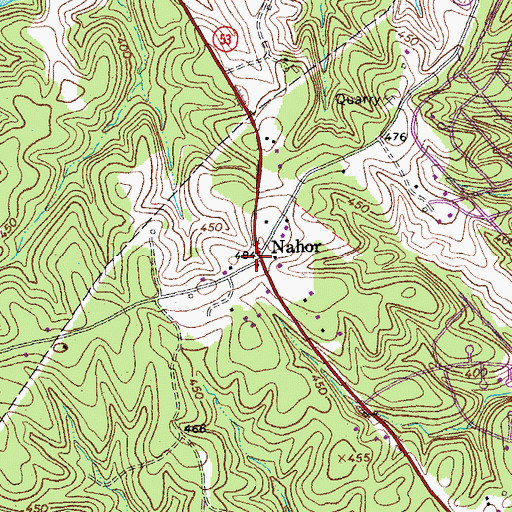 Topographic Map of Nahor, VA