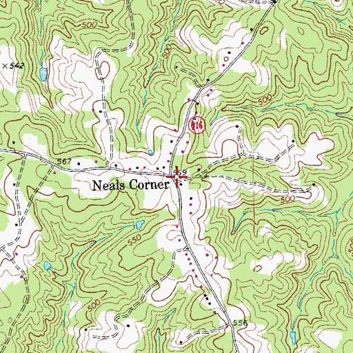 Topographic Map of Neals Corner, VA