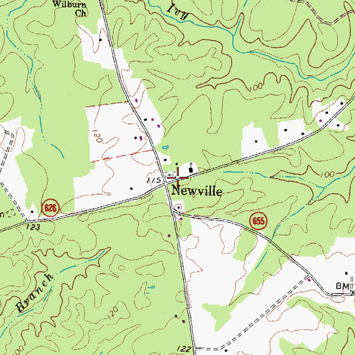 Topographic Map of Newville, VA