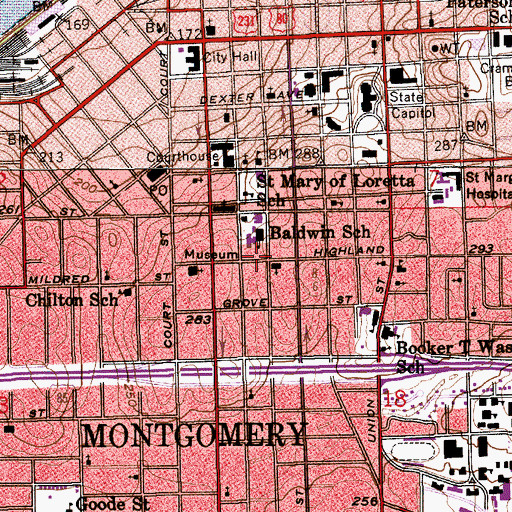 Topographic Map of Central High School for Girls (historical), AL