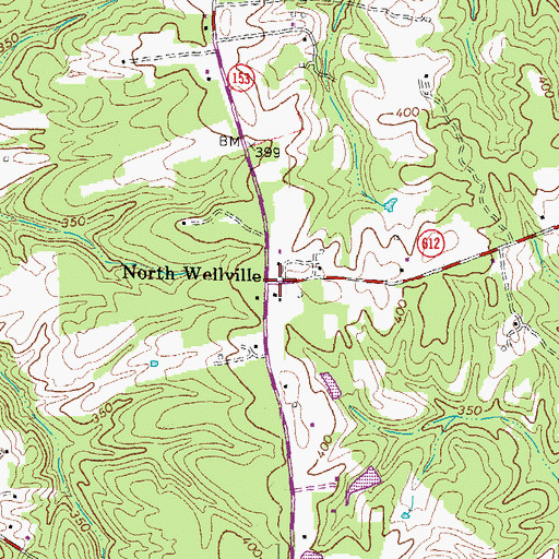Topographic Map of North Wellville, VA