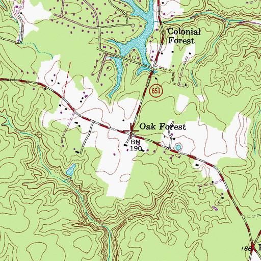 Topographic Map of Oak Forest, VA