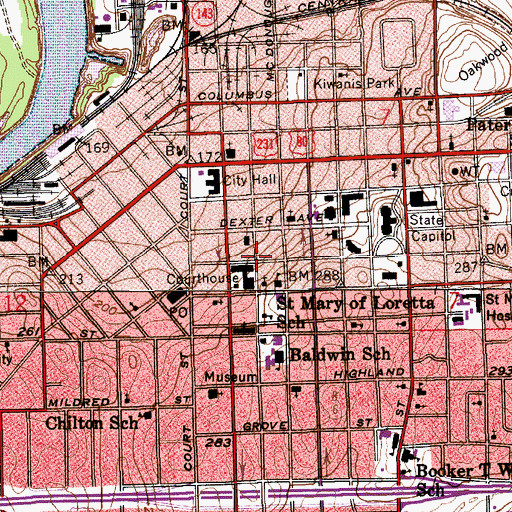Topographic Map of Central Presbyterian Church, AL