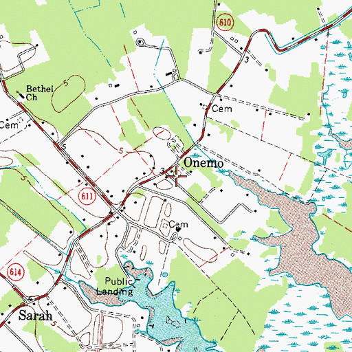 Topographic Map of Onemo, VA