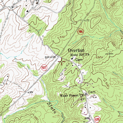 Topographic Map of Overton, VA