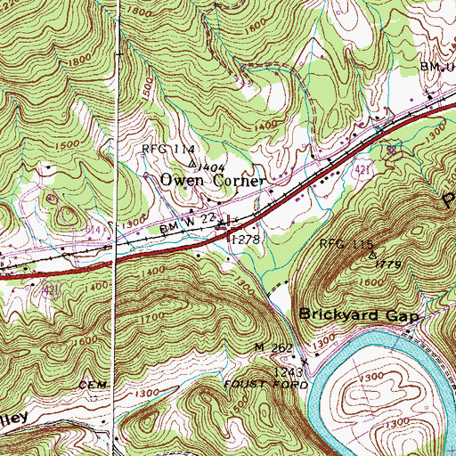 Topographic Map of Owen Corner, VA