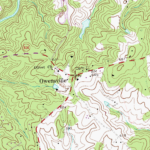 Topographic Map of Owensville, VA