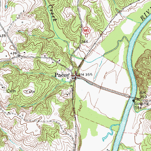Topographic Map of Paces, VA
