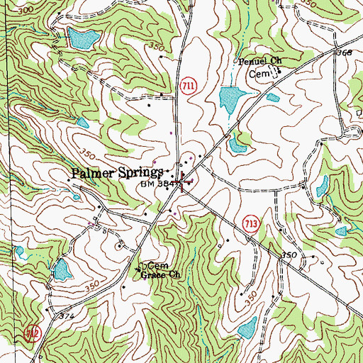 Topographic Map of Palmer Springs, VA