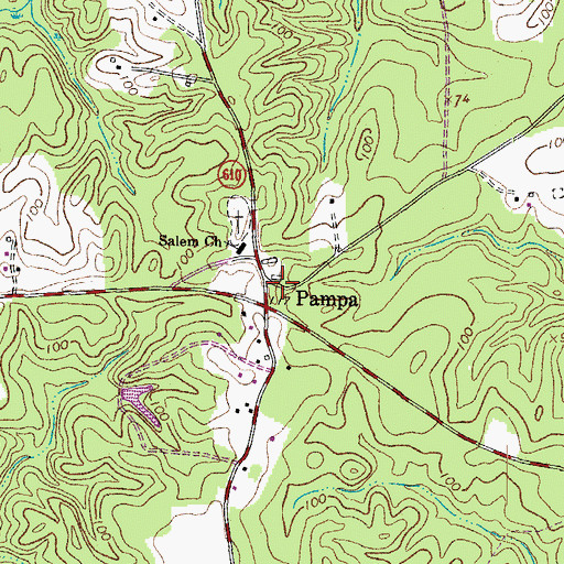 Topographic Map of Pampa, VA