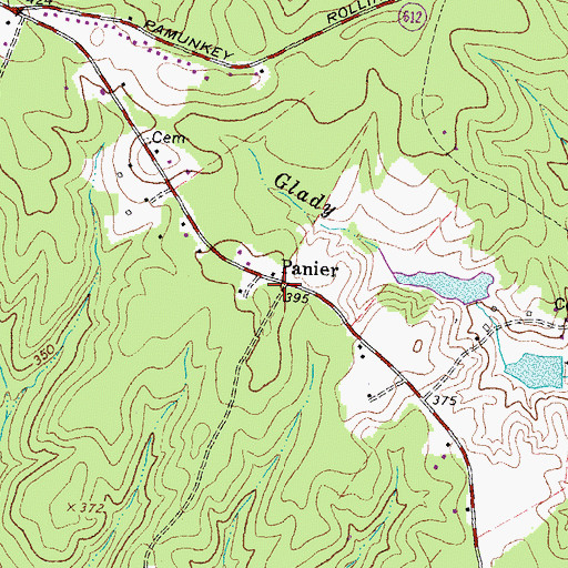 Topographic Map of Panier, VA