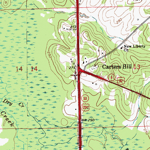 Topographic Map of Chapel Gray School (historical), AL