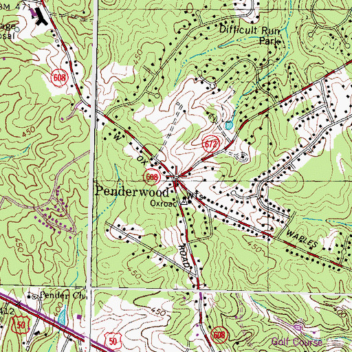 Topographic Map of Penderwood, VA