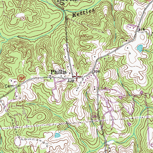 Topographic Map of Phillis, VA