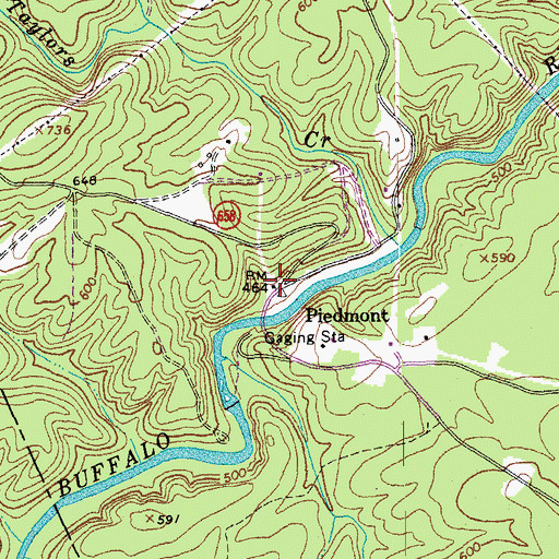 Topographic Map of Piedmont, VA