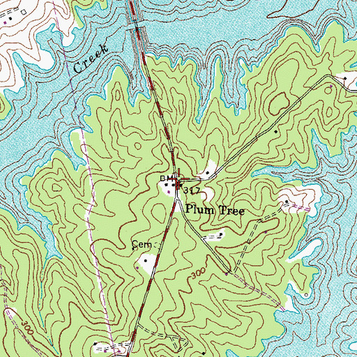 Topographic Map of Plum Tree, VA
