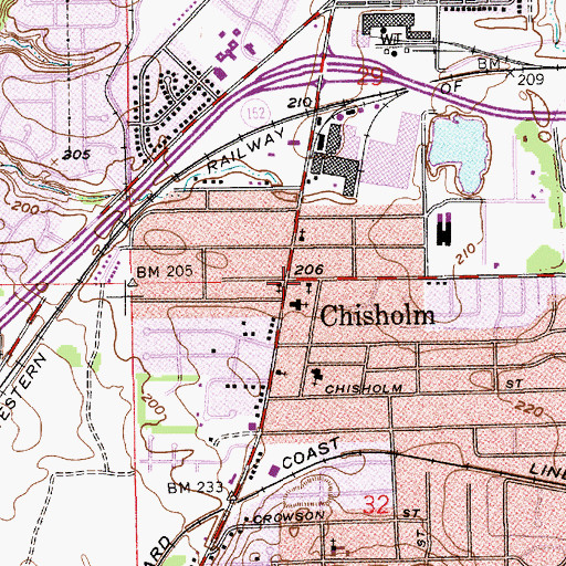 Topographic Map of Chisholm Church of Christ, AL