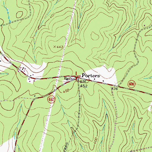 Topographic Map of Porters, VA