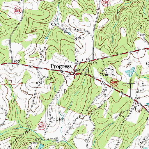 Topographic Map of Progress, VA