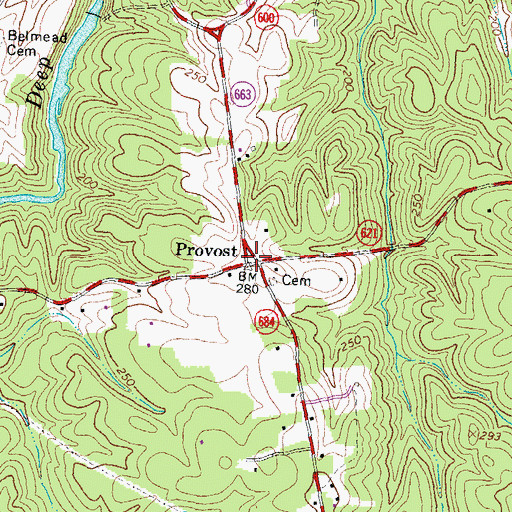 Topographic Map of Provost, VA