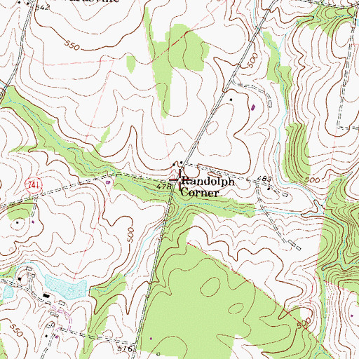 Topographic Map of Randolph Corner, VA