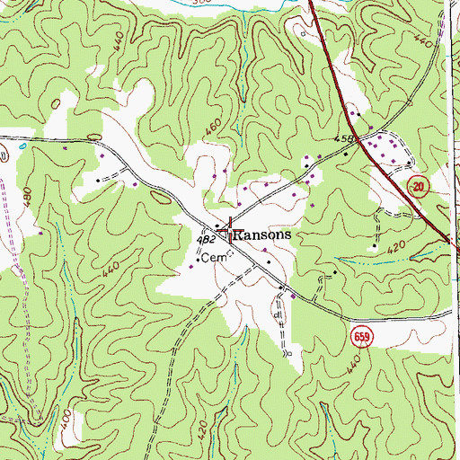 Topographic Map of Ransons, VA