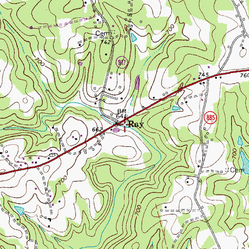 Topographic Map of Ray, VA