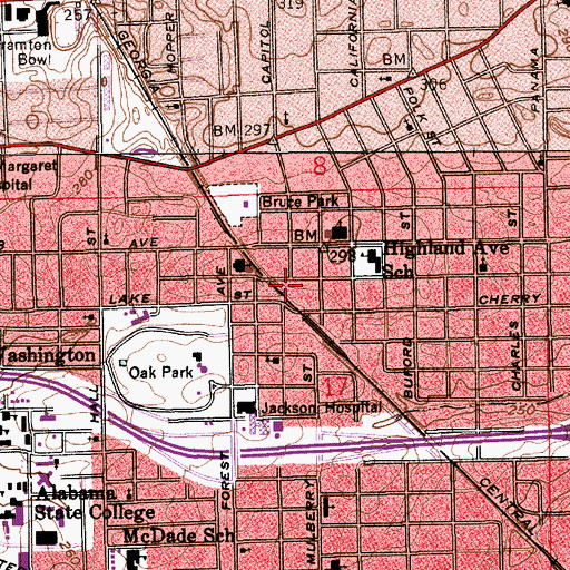 Topographic Map of Christ Episcopal Church, AL