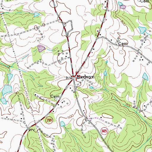 Topographic Map of Redeye, VA