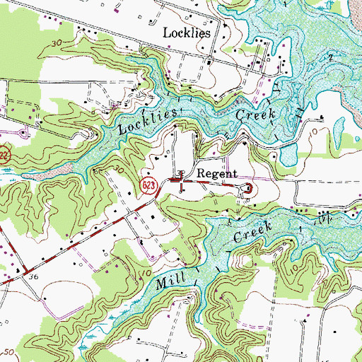 Topographic Map of Regent, VA