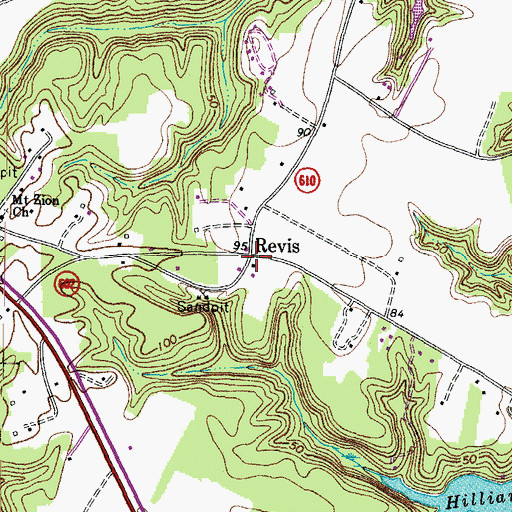 Topographic Map of Revis, VA