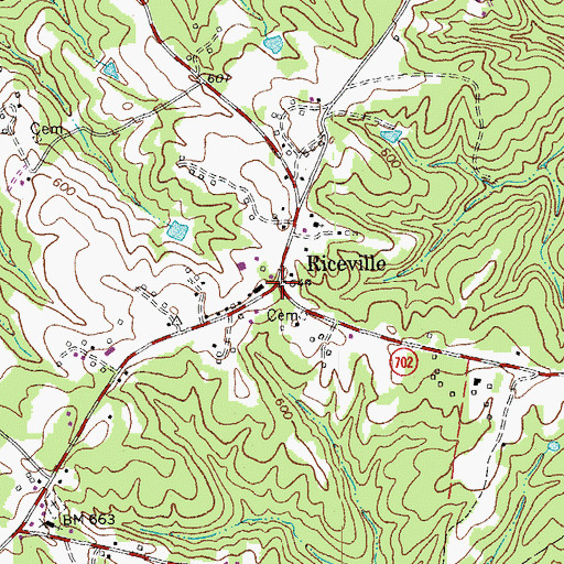 Topographic Map of Riceville, VA