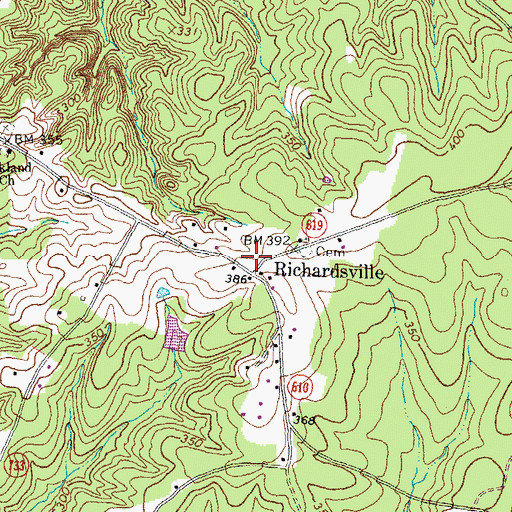 Topographic Map of Richardsville, VA