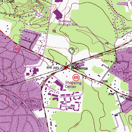 Topographic Map of Robious, VA