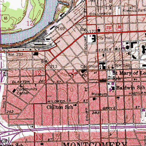 Topographic Map of Church of Christ, AL