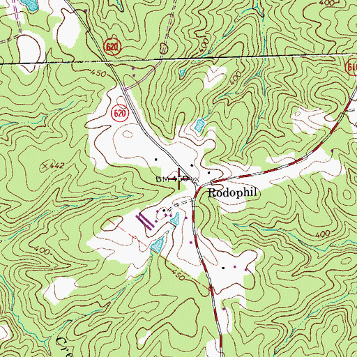 Topographic Map of Rodophil, VA
